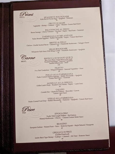 Menu At Ponte Vecchio Restaurant Niagara Falls