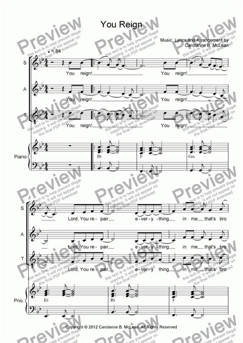 You Reign Download Sheet Music Pdf File