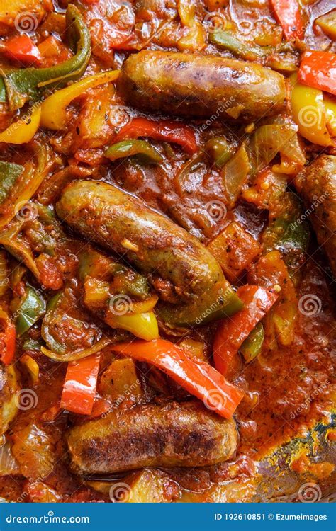 Sausage Peppers Onions Potatoes Stock Image - Image of marinara, spicy: 192610851