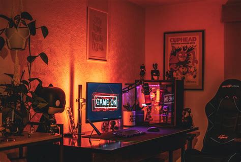 My gaming setup... finished? It's not always this red tho : r ...