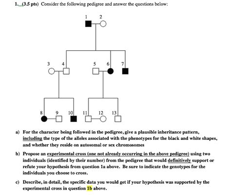 Solved Pts Consider The Following Pedigree And Chegg