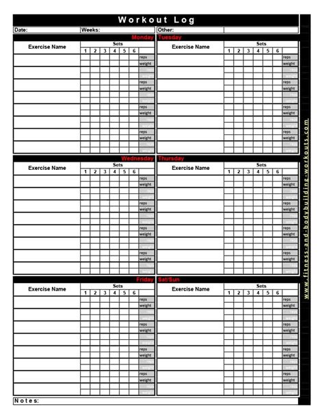 Bodybuilding Excel Templates Workout Chart Templates 8 Free Word Hot