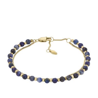 Bracelet Fossil Femme En Acier Dor Et Pierres Bleues Jf Aelys