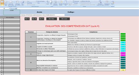 Fichier Excel Pour Le Suivi Et La Validation Des Comp Tences En Svt