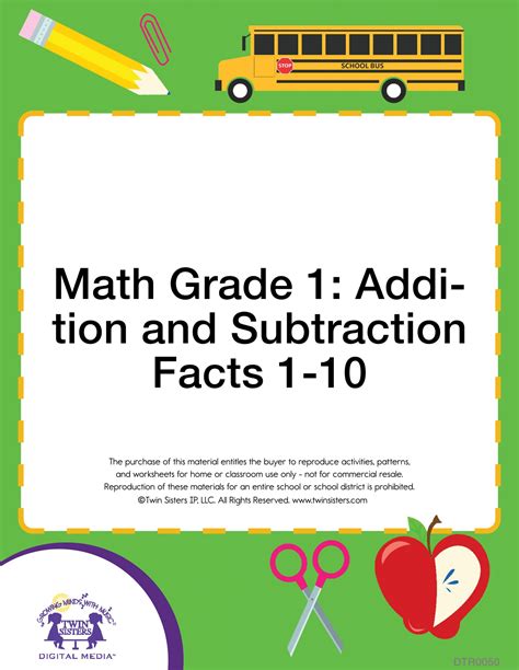 Math Grade 1 Addition And Subtraction Facts 1 10 Twin Sisters