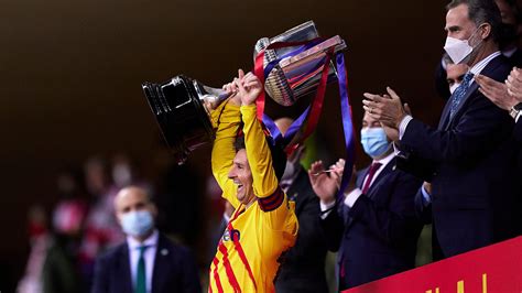 Lionel Messi Lifts First Trophy As Barcelona Captain After Scoring