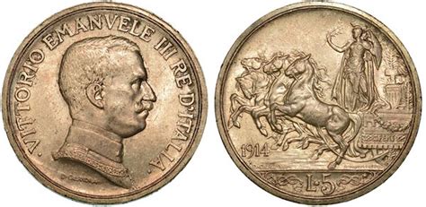 REGNO D ITALIA VITTORIO EMANUELE III DI SAVOIA 1900 1946 5 Lire 1914