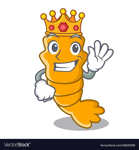 King Steamed Fresh Raw Shrimp On Mascot Cartoon Vector Image