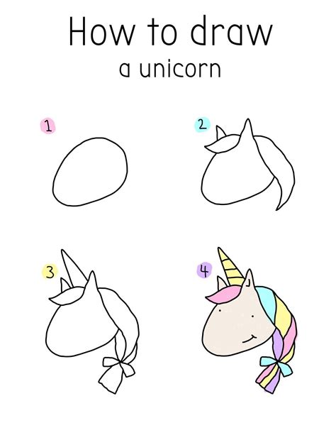 How To Draw a Simple Unicorn (Step by Step for Kids) + 15 Cool 🦄 Facts - Rainbow Printables