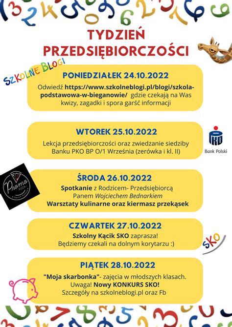 Rozpoczynamy TYDZIEŃ PRZEDSIĘBIORCZOŚCI Szkolne Blogi