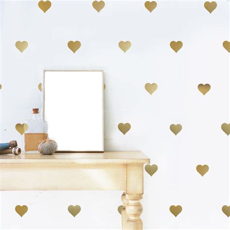 64 Metallic Silver Or Gold Heart Vinyl Wall Decals Heart Wall Sticker