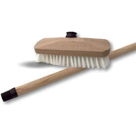 Balai Brosse Lave Pont Cm En Ppl Blanc Monture Bois Douille