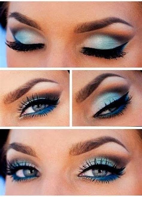 Maquillaje Paso A Paso — Idea En Maquillaje De Ojos En Tonos Azul Y Celeste