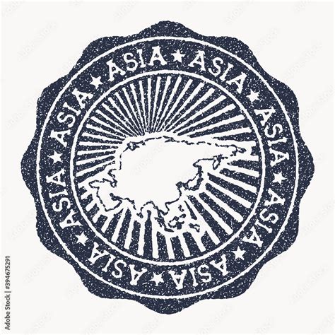 Asia Stamp Travel Rubber Stamp With The Name And Map Of Continent