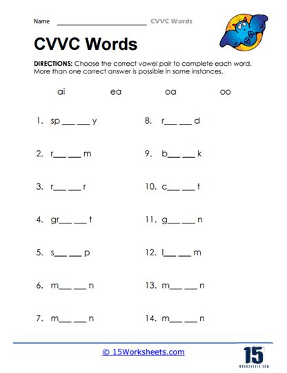 Cvvc Words Worksheets 15