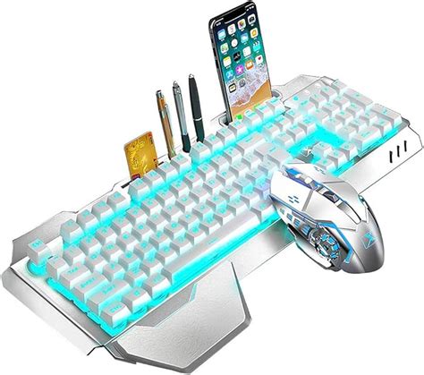 Wireless Keyboard And Mouse Blue Led Backlit Rechargeable Keyboard