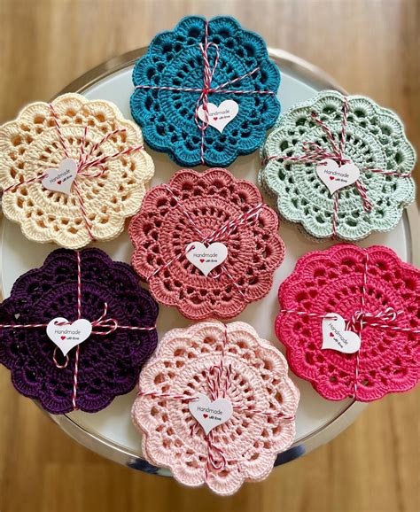 Handmade Drink Crochet Patterns Funny Floral Cute Coasters | Etsy