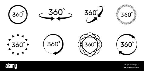 360 Degree Icon Set Symbol With Arrow To Indicate The Rotation