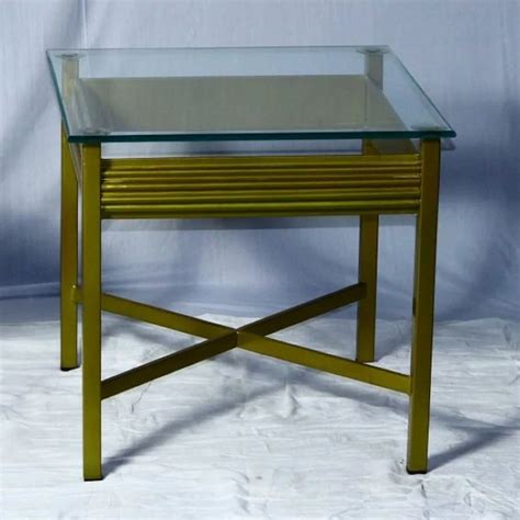 polished rectangular glass top iron coffee table size