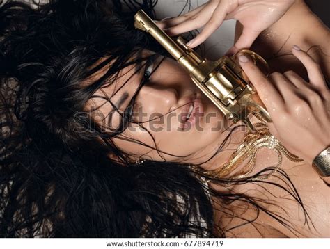 Closeup Portrait Beautiful Sexy Brunette Woman Stock Photo 677894719