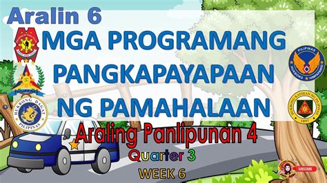 Araling Panlipunan 4 Quarter 3 Week 6 Mga Programang Pangkapayapaan Ng Pamahalaan Youtube