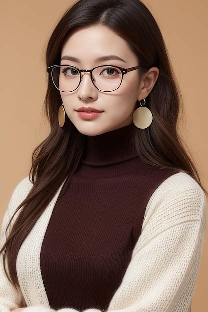 Premium Ai Image A Woman Wearing Glasses And A Sweater With A Sweater On It