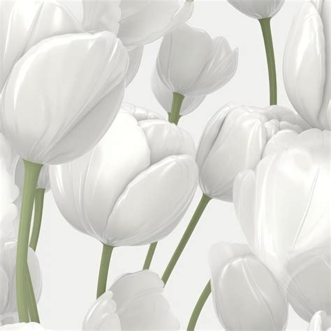 Tulipa Branca Flores Glitter Fundo Branco Azulejo Plano De Fundo Sem