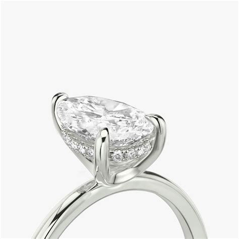 The Classic Hidden Halo Pear Engagement Ring in White gold | VRAI