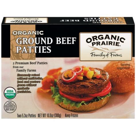 Organic Prairie Ground Beef Patties 2 Count 2 Ct 53 Oz Kroger