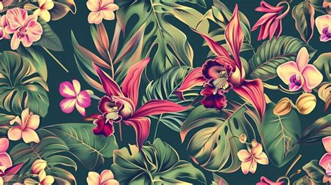 Arrière plan Floral Tropical Moderne Sans Couture Avec Des Fleurs