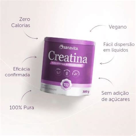 Creatina Monohidratada Musculação Sabor Neutro Sanavita 300g Carrefour