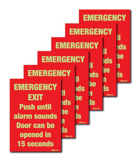 6 Pack Xtra Glo Delayed Egress Emergency Exit Signs Seton