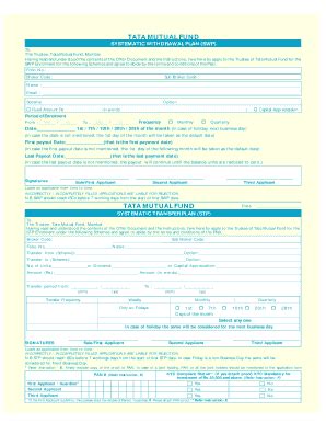 Fillable Online TATA MUTUAL FUND SYSTEMATIC WITHDRAWAL PLAN SWP I