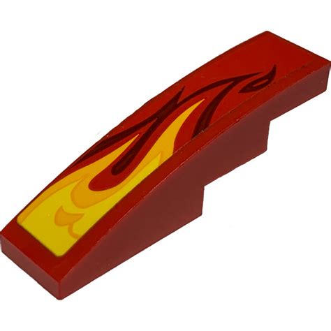 LEGO Slope 1 X 4 Curved With Yellow Orange And Red Flames Nr 3