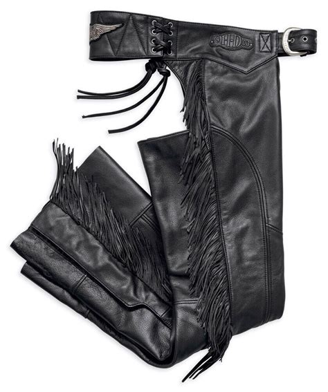 Harley Davidson Womens Boone Fringed Leather Chaps Black 98012 18vw