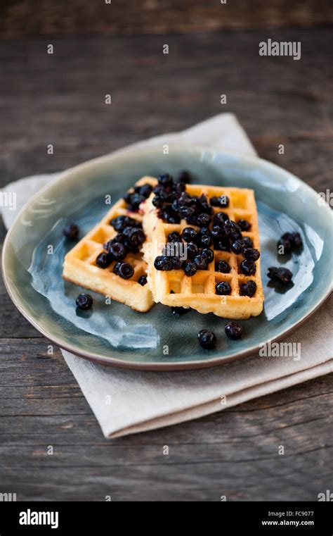 Waffles with blueberries Stock Photo - Alamy