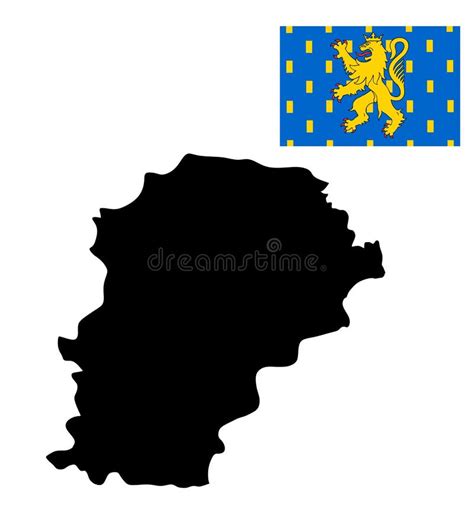 Region France Comte Map And Flag Vector Silhouette Illustration