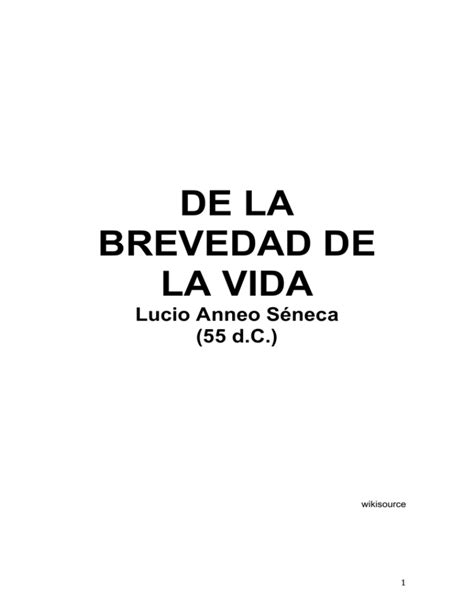 Seneca Lucio Anneo De La Brevedad De La Vida