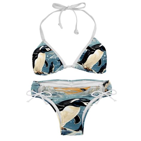 Penguin Chic One Piece Swimsuits Bikini Set Detachable Sponge