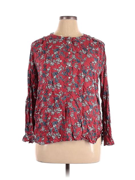 Ann Taylor Loft Outlet Women Red Long Sleeve Blouse Xl Ebay