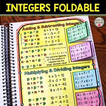 Integers Foldable On Adding Subtracting Multiplying And Dividing