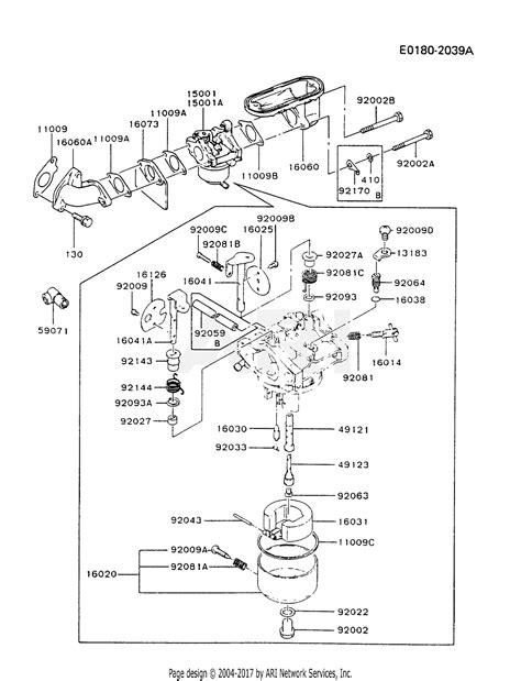 Kawasaki FB460V BS17 4 Stroke Engine FB460V Parts Diagram For CARBURETOR