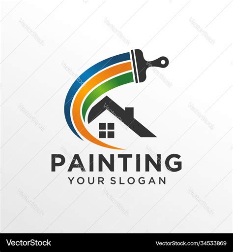 House Painting Logo Design Template Royalty Free Vector