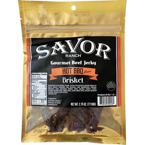 Savor Gourmet Jerky Hot Bbq Beef Brisket Jerky 275 Oz Jerkygent