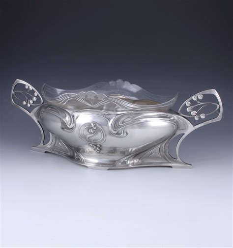 Titus Omega Wmf Art Nouveau Pewter Glass Centrepiece