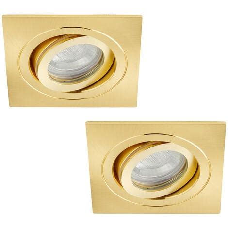 Litecraft Recessed Downlight Tiltable Square Spotlight In Satin Brass