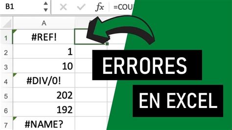 Tipos De Errores En Excel YouTube