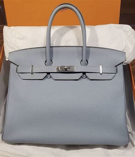 Hermes Birkin Bag 30 Blue Lin Togo Leather Gold Hardware L Ecrin