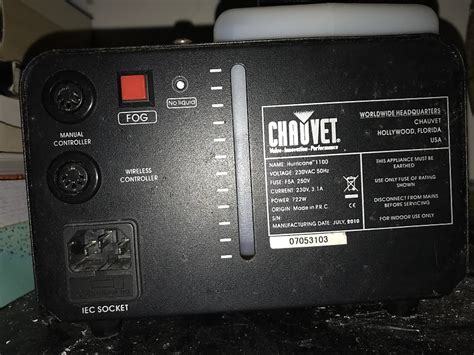 Chauvet Hurricane Fog Machine With Remote S Black Reverb