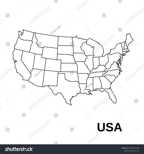 Outline Drawing Map America On White Stock Illustration 2260437599 ...